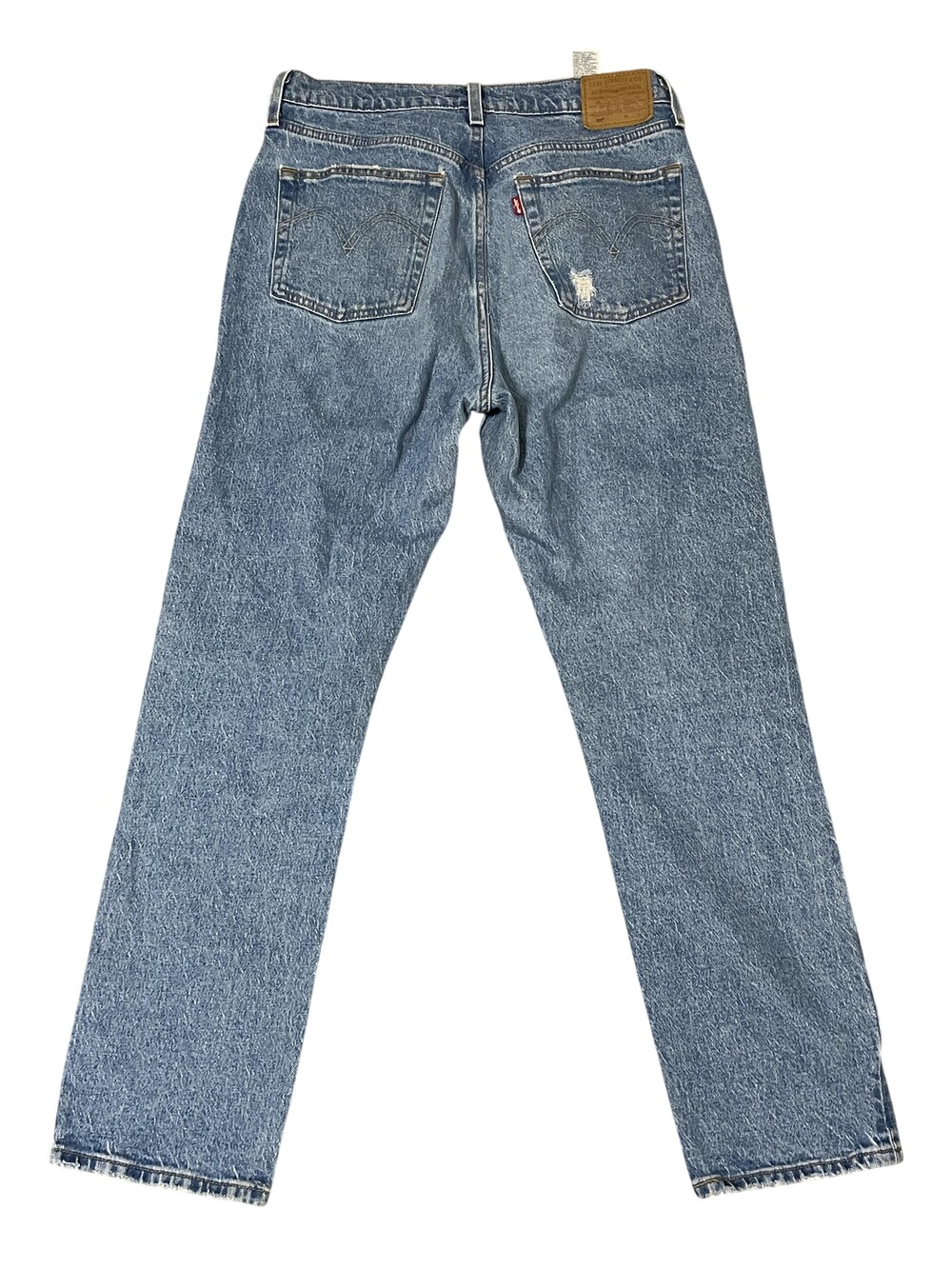 Levi's 501 Jeans Mens 30x30 Blue Medium Wash Straight Leg Distressed Denim Big E